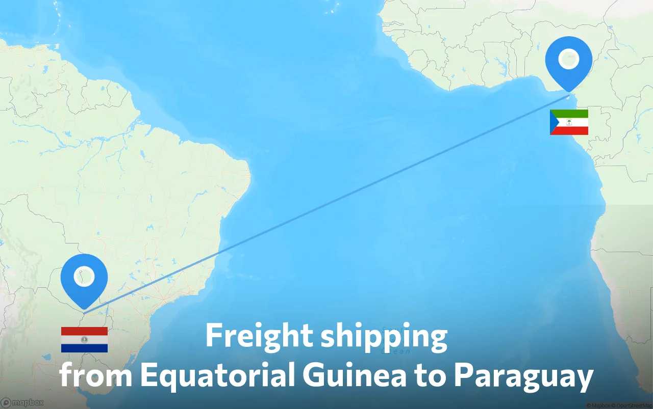 Shipping route from Equatorial Guinea to Paraguay