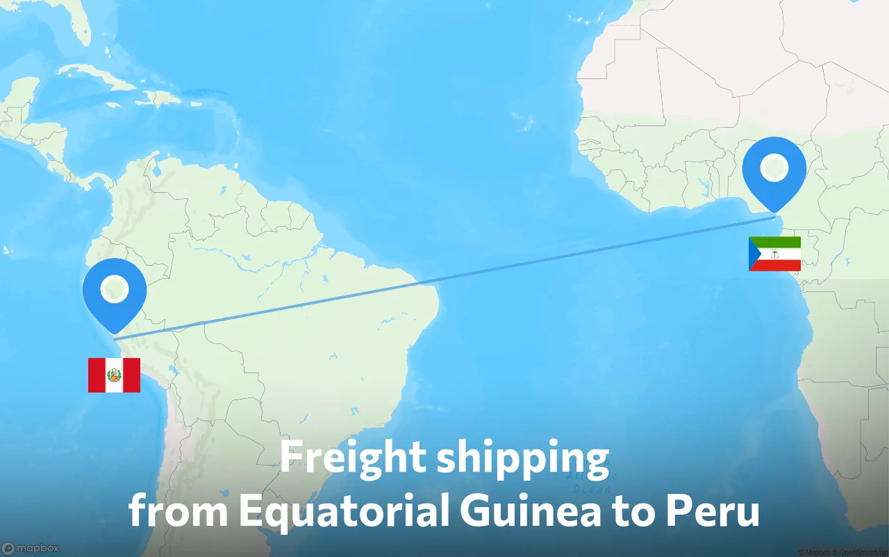 Shipping route from Equatorial Guinea to Peru