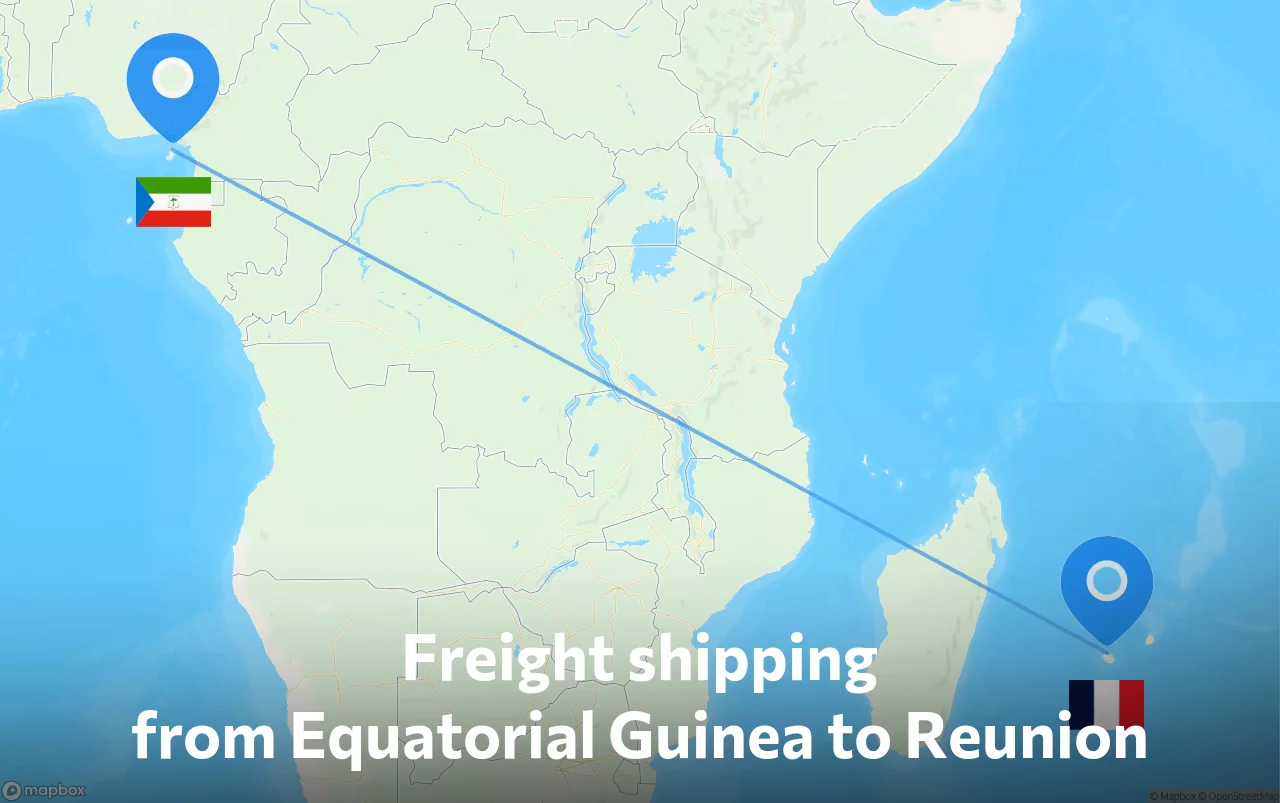 Shipping route from Equatorial Guinea to Reunion