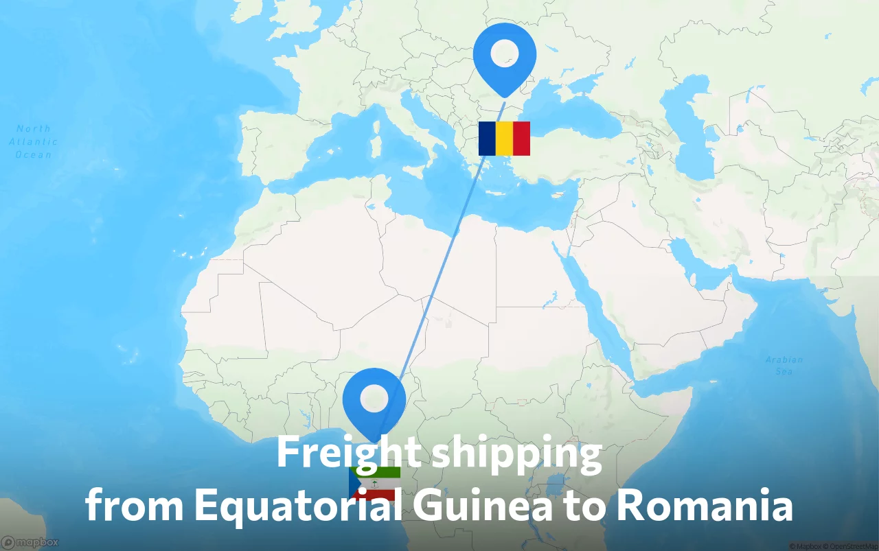Shipping route from Equatorial Guinea to Romania