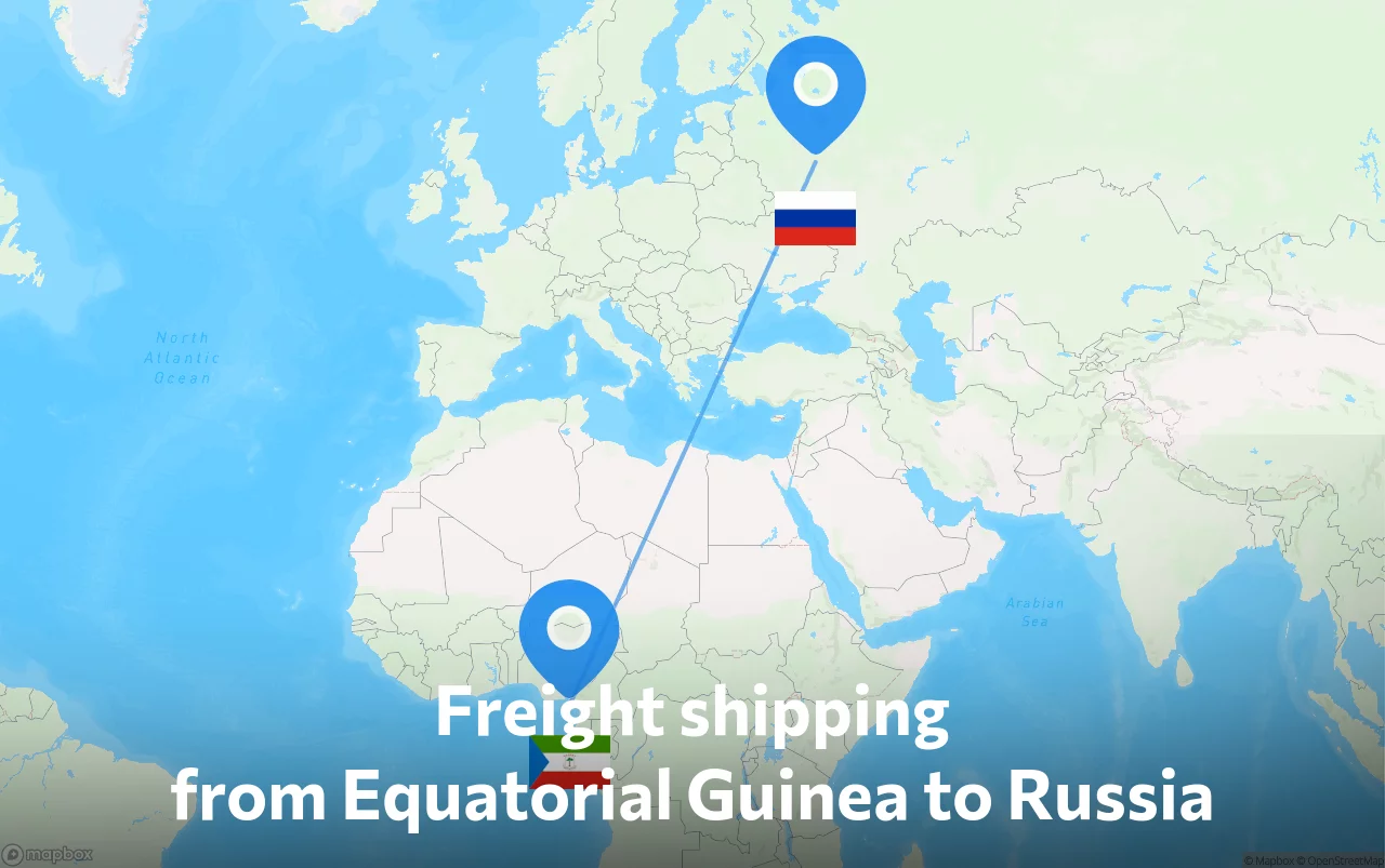 Shipping route from Equatorial Guinea to Russia