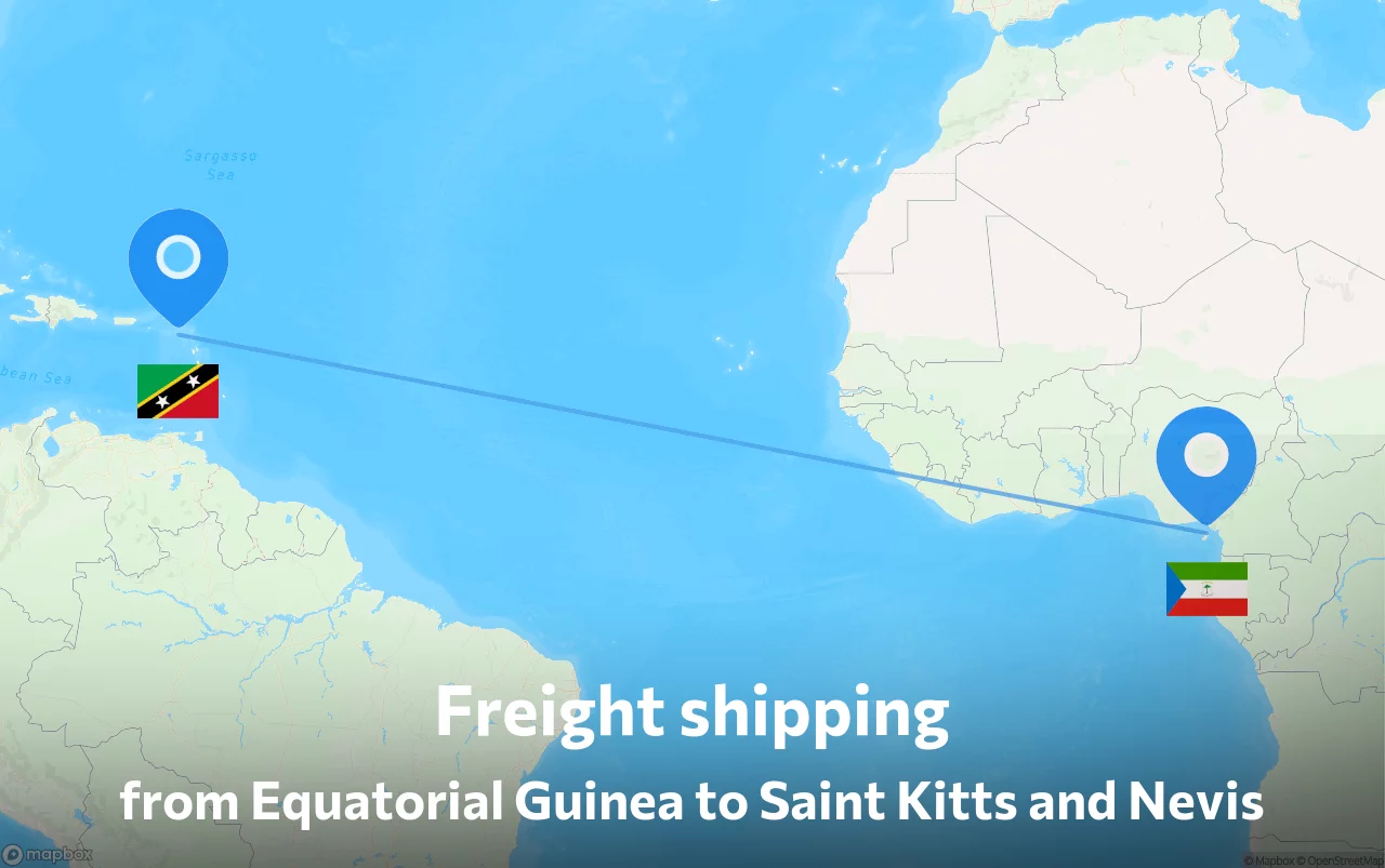 Shipping route from Equatorial Guinea to Saint Kitts and Nevis