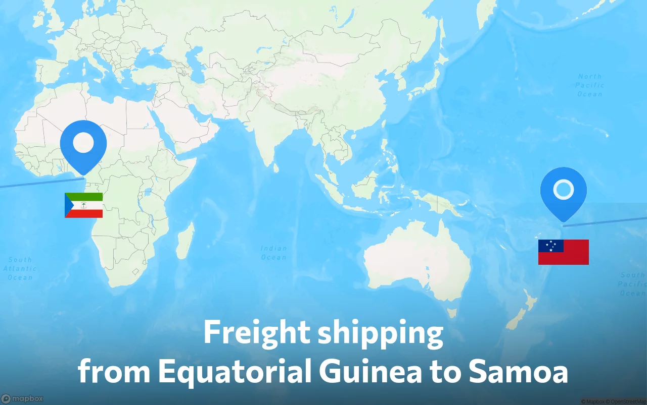 Shipping route from Equatorial Guinea to Samoa