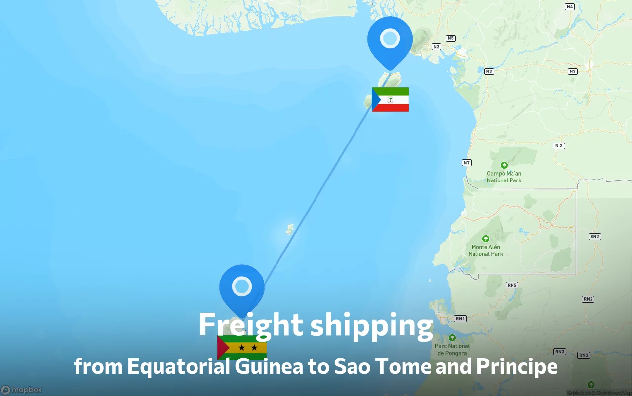 Shipping route from Equatorial Guinea to Sao Tome and Principe
