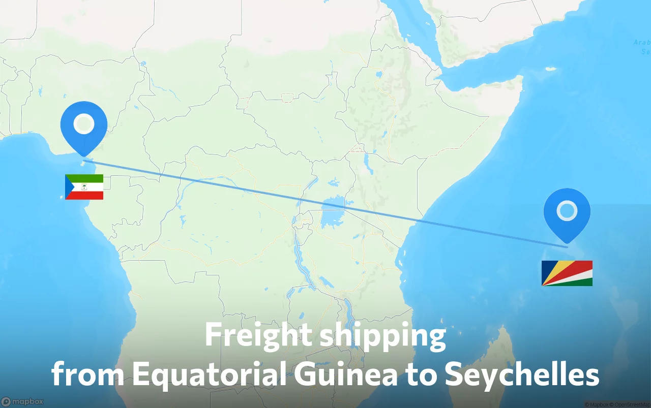Shipping route from Equatorial Guinea to Seychelles