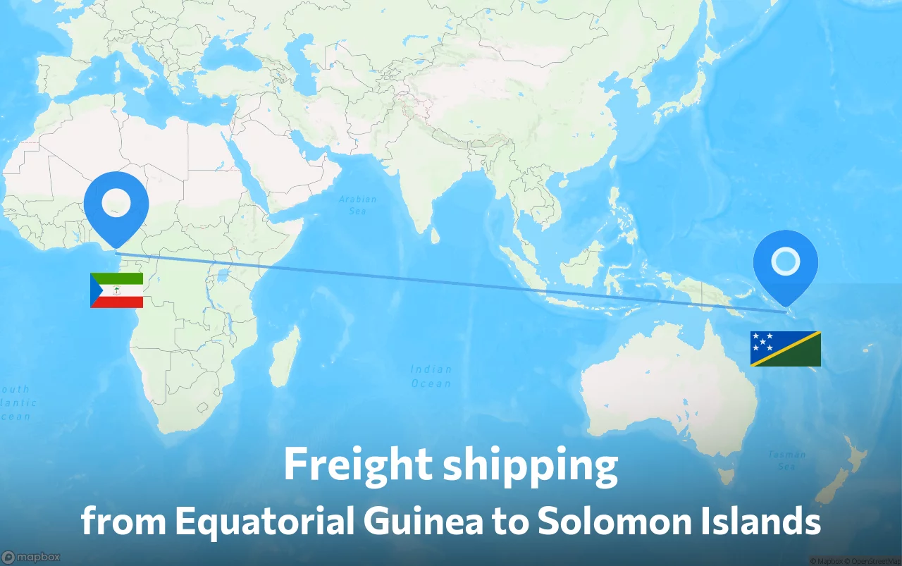 Shipping route from Equatorial Guinea to Solomon Islands