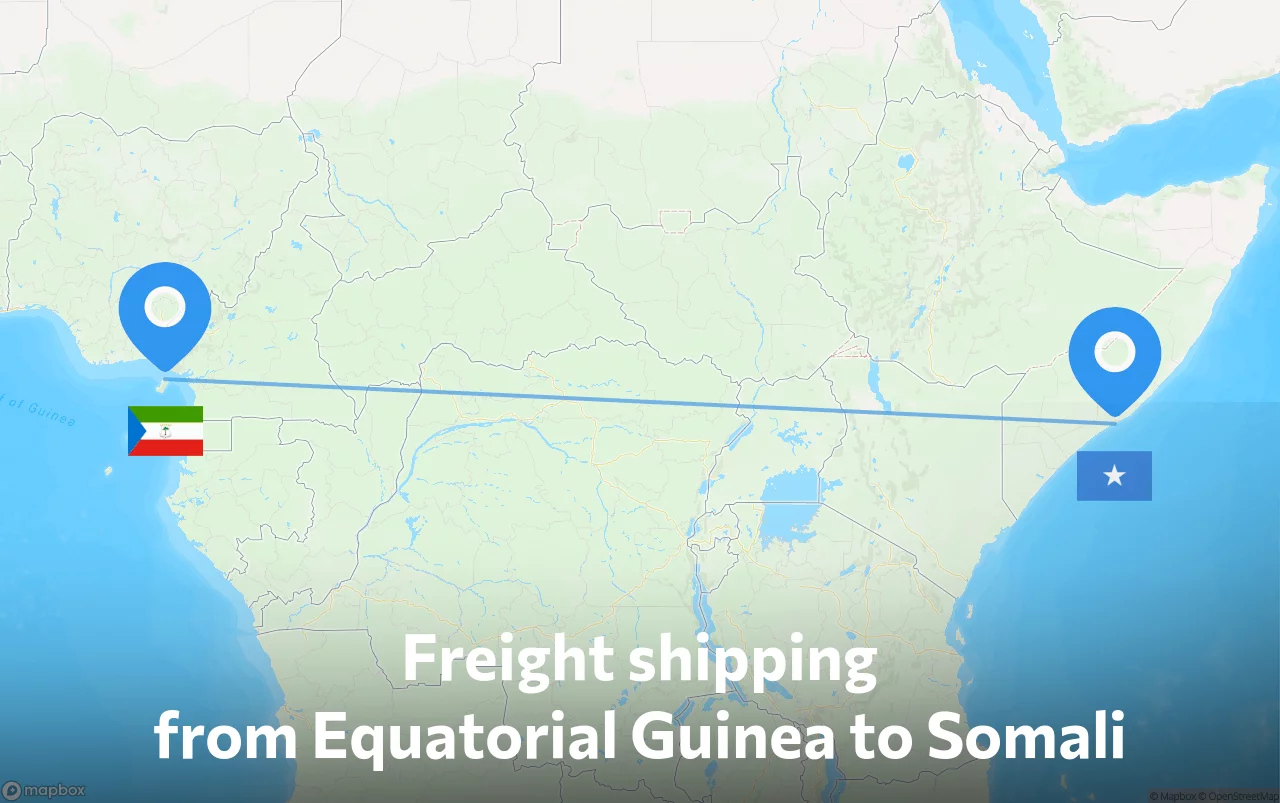 Shipping route from Equatorial Guinea to Somali