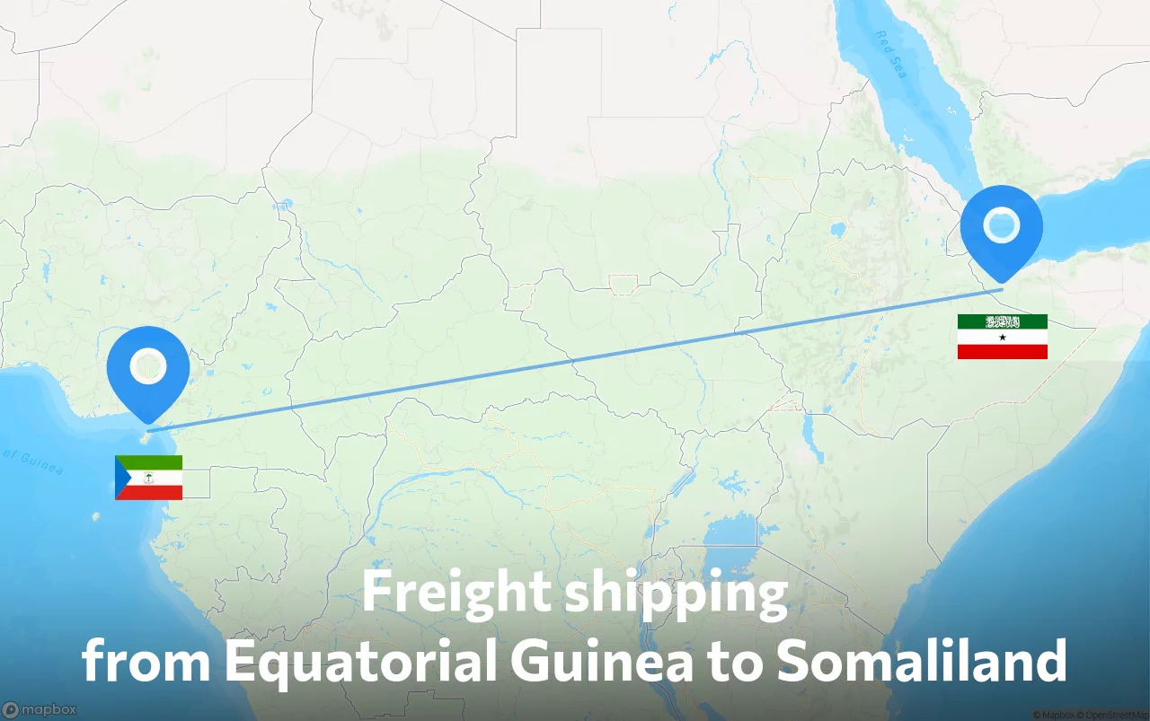 Shipping route from Equatorial Guinea to Somaliland