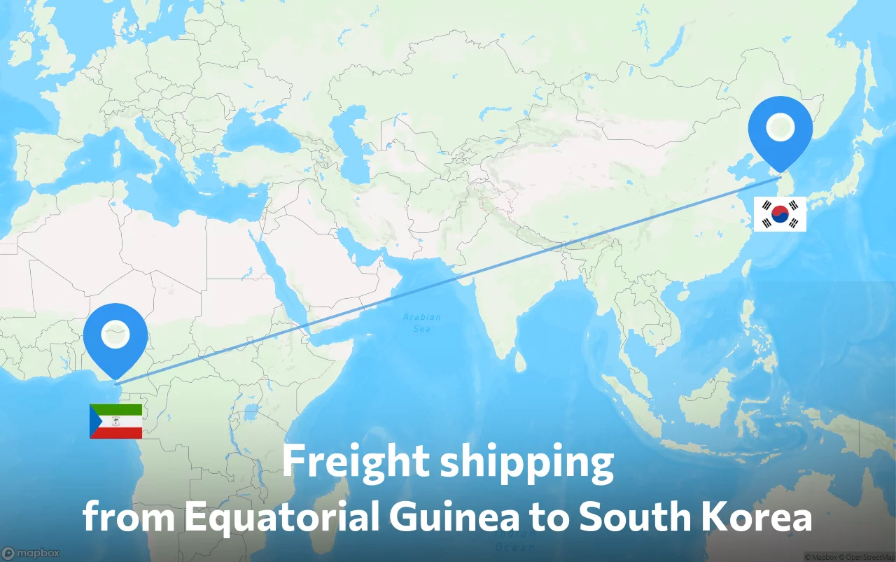 Shipping route from Equatorial Guinea to South Korea
