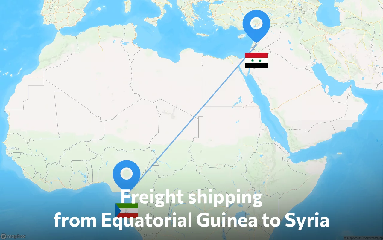 Shipping route from Equatorial Guinea to Syria