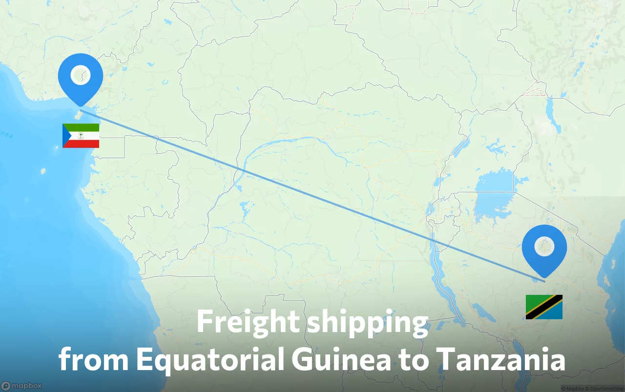 Shipping route from Equatorial Guinea to Tanzania