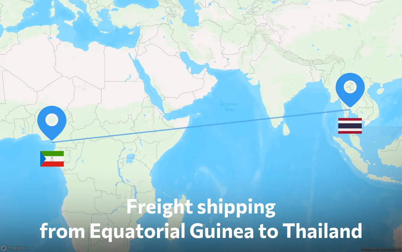 Shipping route from Equatorial Guinea to Thailand