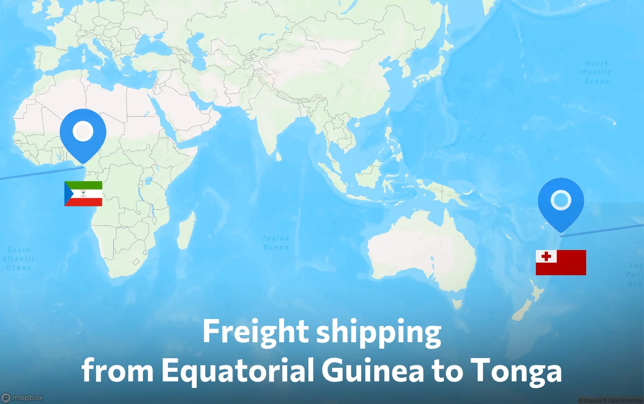 Shipping route from Equatorial Guinea to Tonga