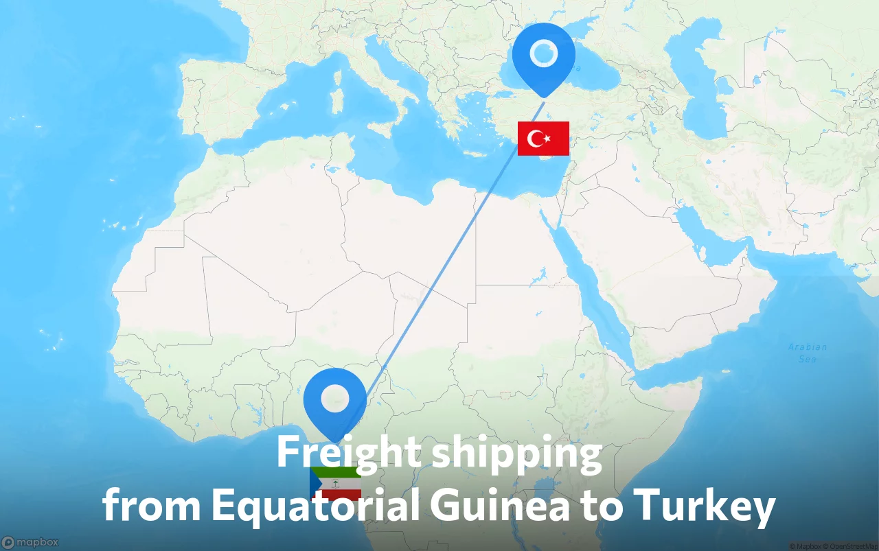 Shipping route from Equatorial Guinea to Turkey