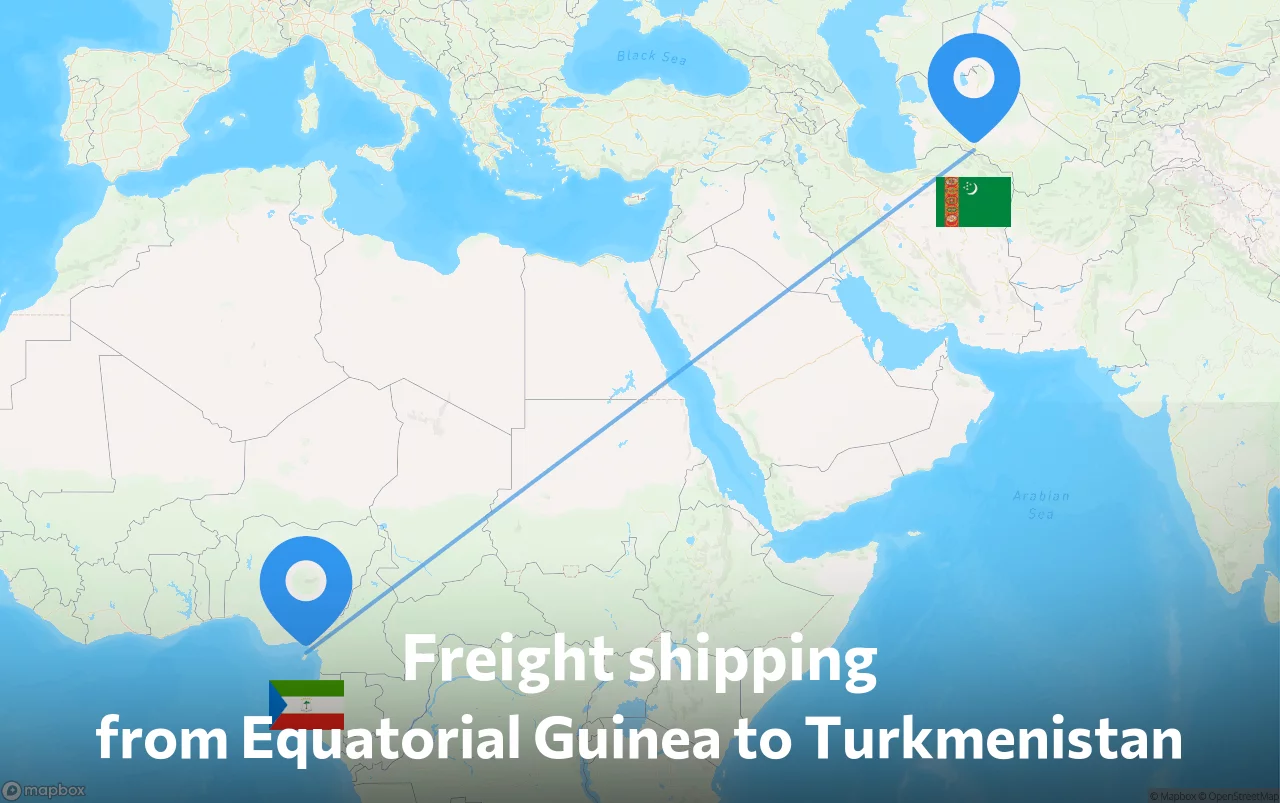 Shipping route from Equatorial Guinea to Turkmenistan