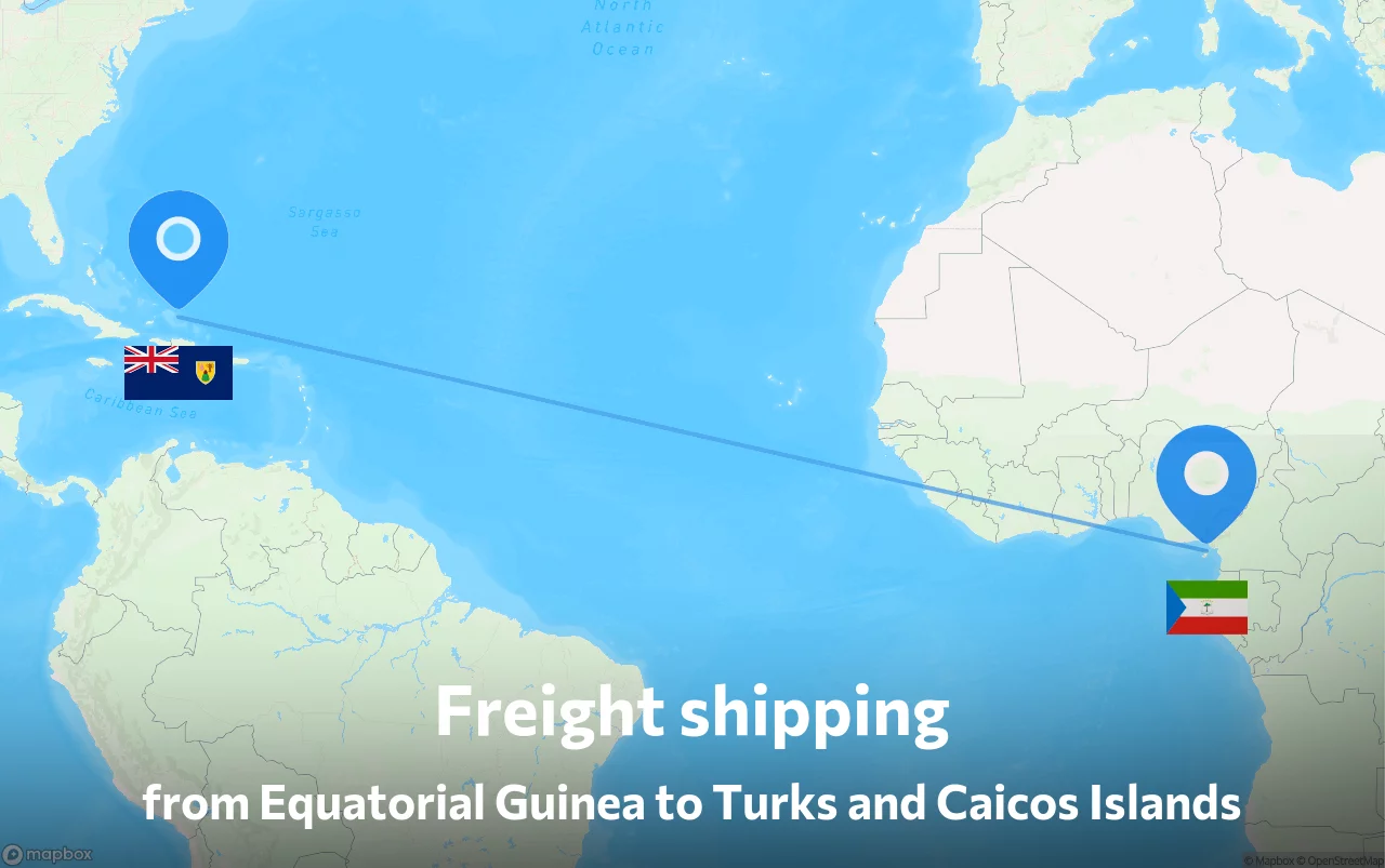 Shipping route from Equatorial Guinea to Turks and Caicos Islands