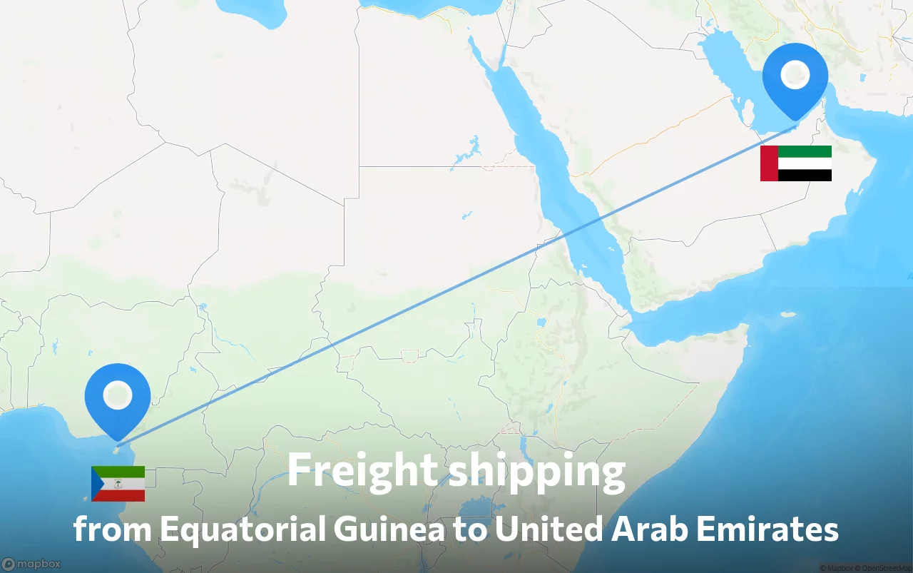Shipping route from Equatorial Guinea to United Arab Emirates