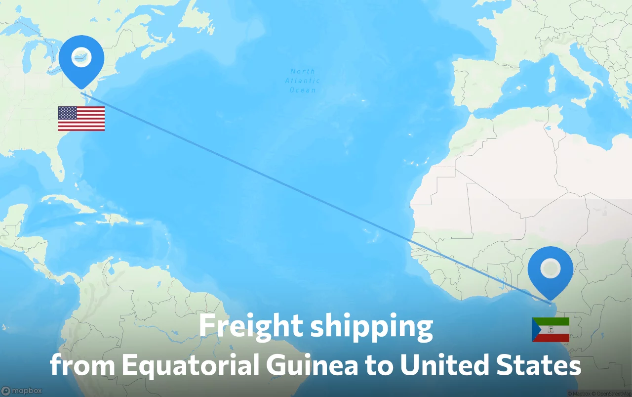 Shipping route from Equatorial Guinea to United States