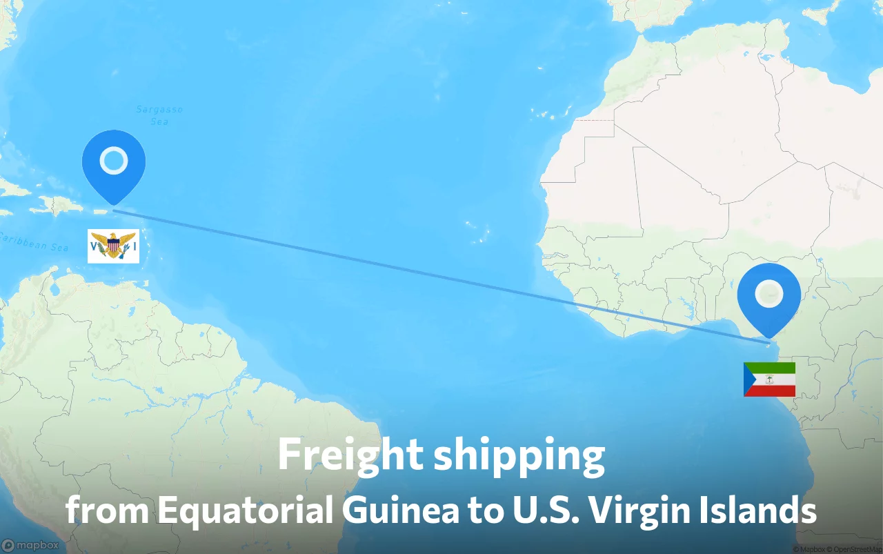 Shipping route from Equatorial Guinea to U.S. Virgin Islands