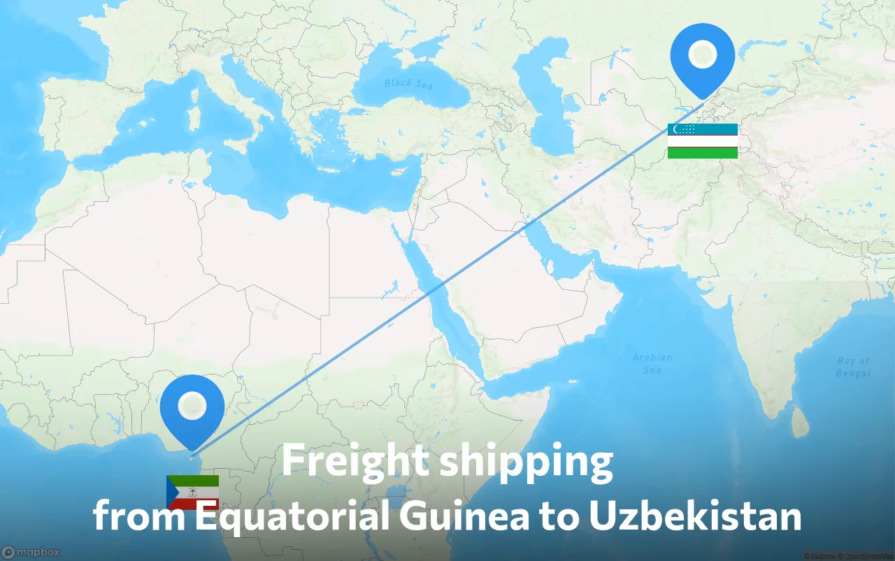 Shipping route from Equatorial Guinea to Uzbekistan