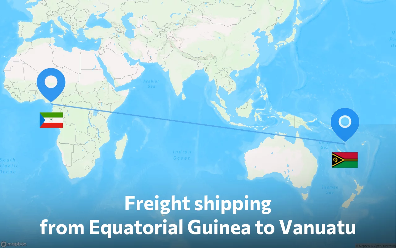 Shipping route from Equatorial Guinea to Vanuatu