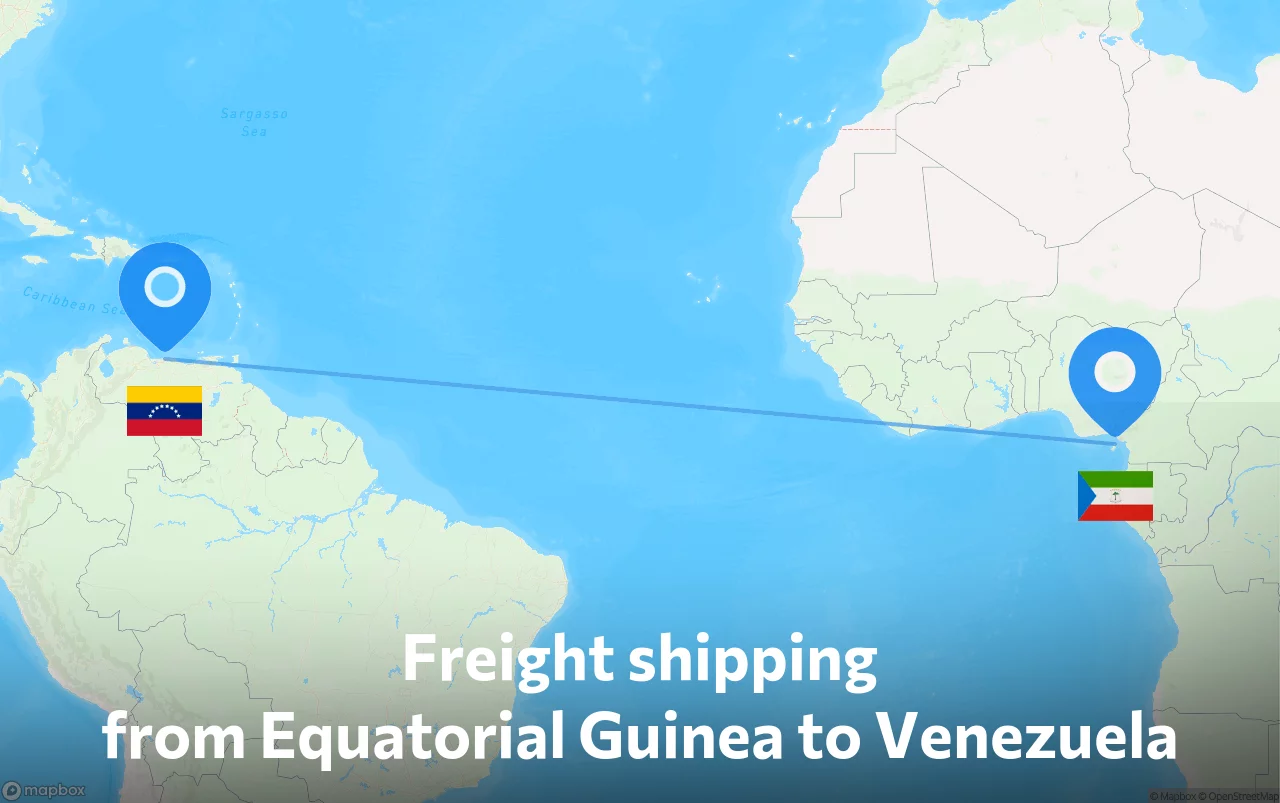 Shipping route from Equatorial Guinea to Venezuela