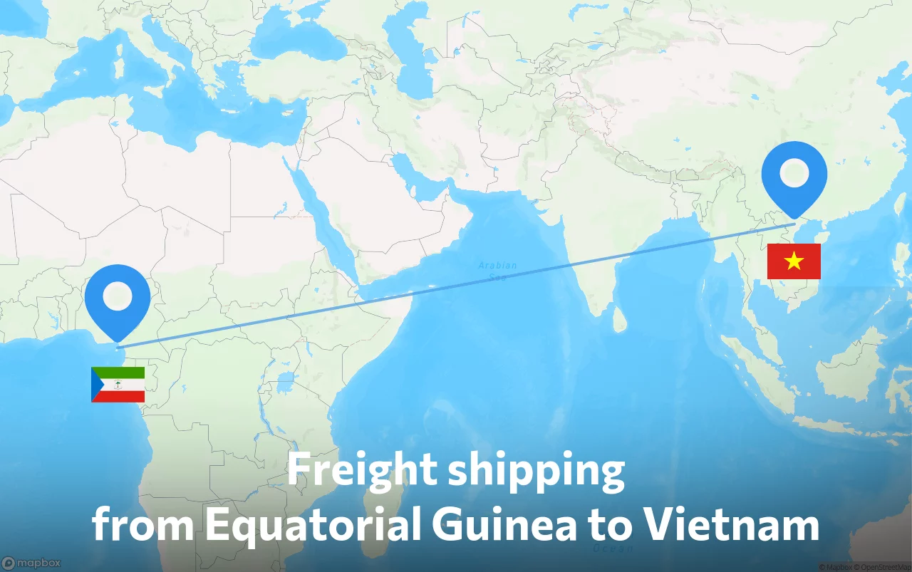 Shipping route from Equatorial Guinea to Vietnam