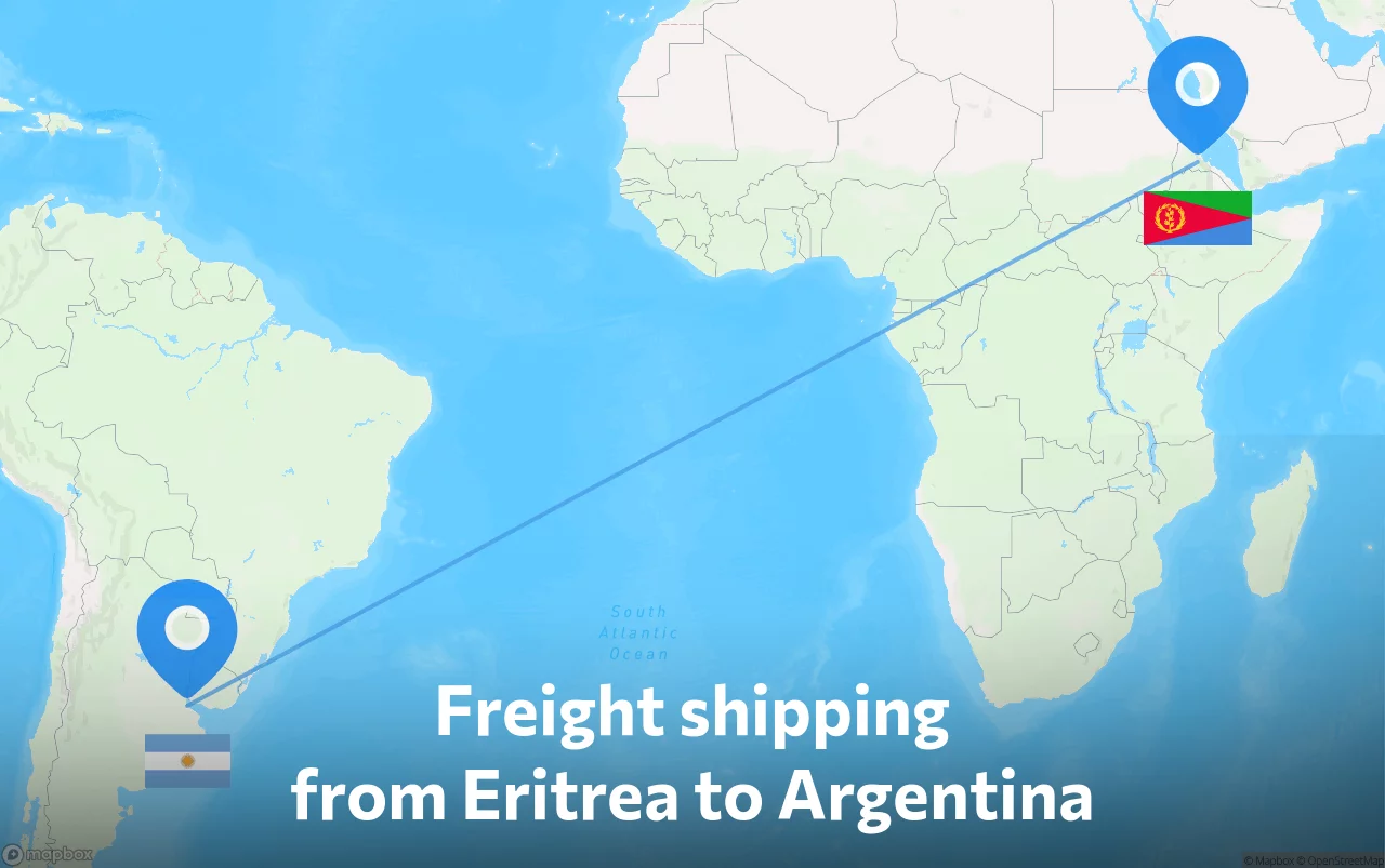 Shipping route from Eritrea to Argentina