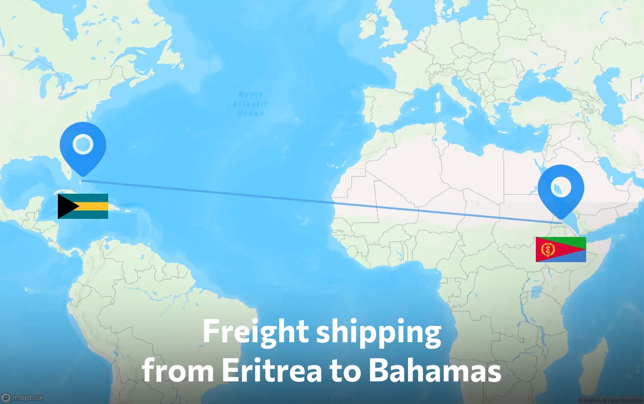 Shipping route from Eritrea to Bahamas