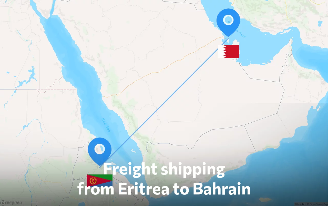 Shipping route from Eritrea to Bahrain