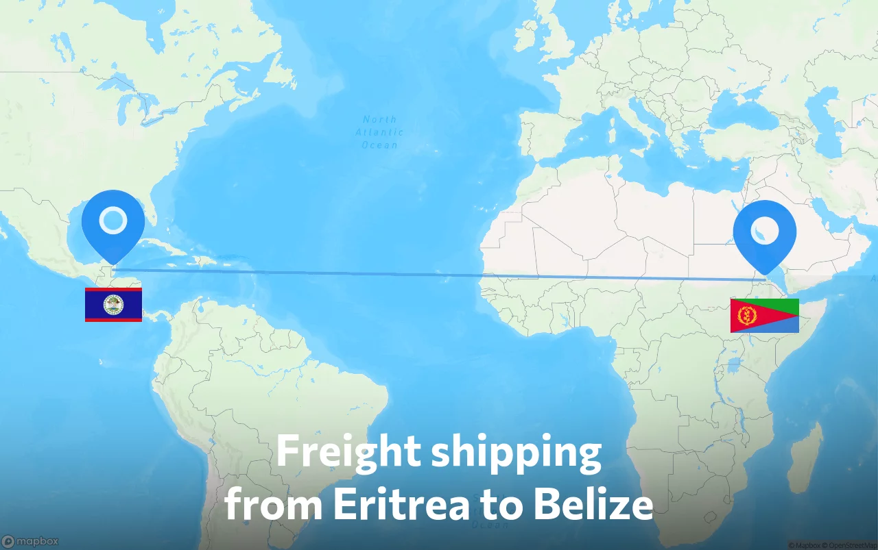 Shipping route from Eritrea to Belize