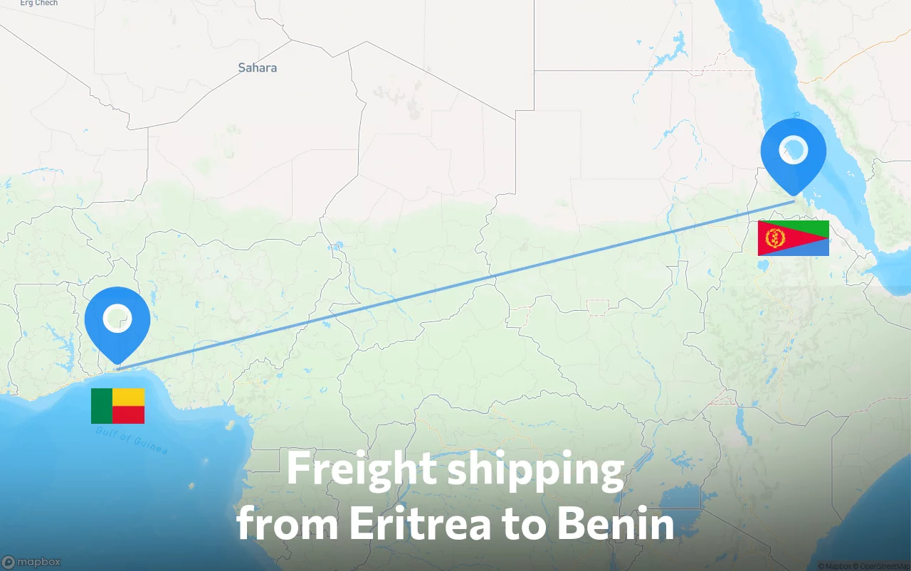 Shipping route from Eritrea to Benin