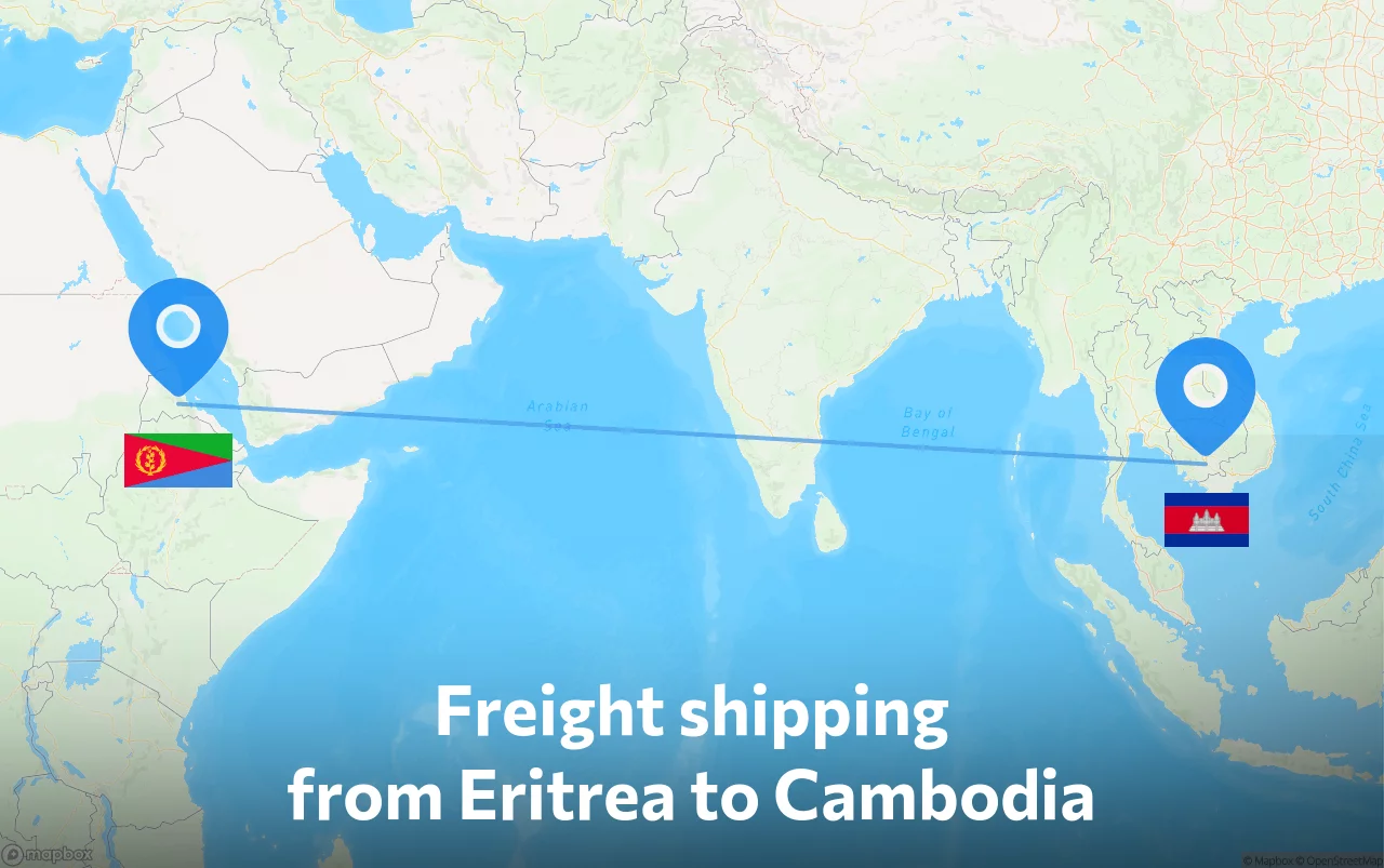 Shipping route from Eritrea to Cambodia