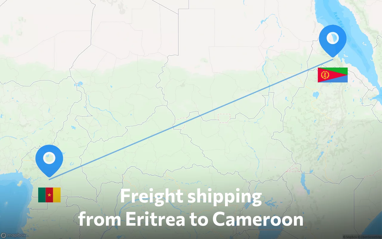 Shipping route from Eritrea to Cameroon