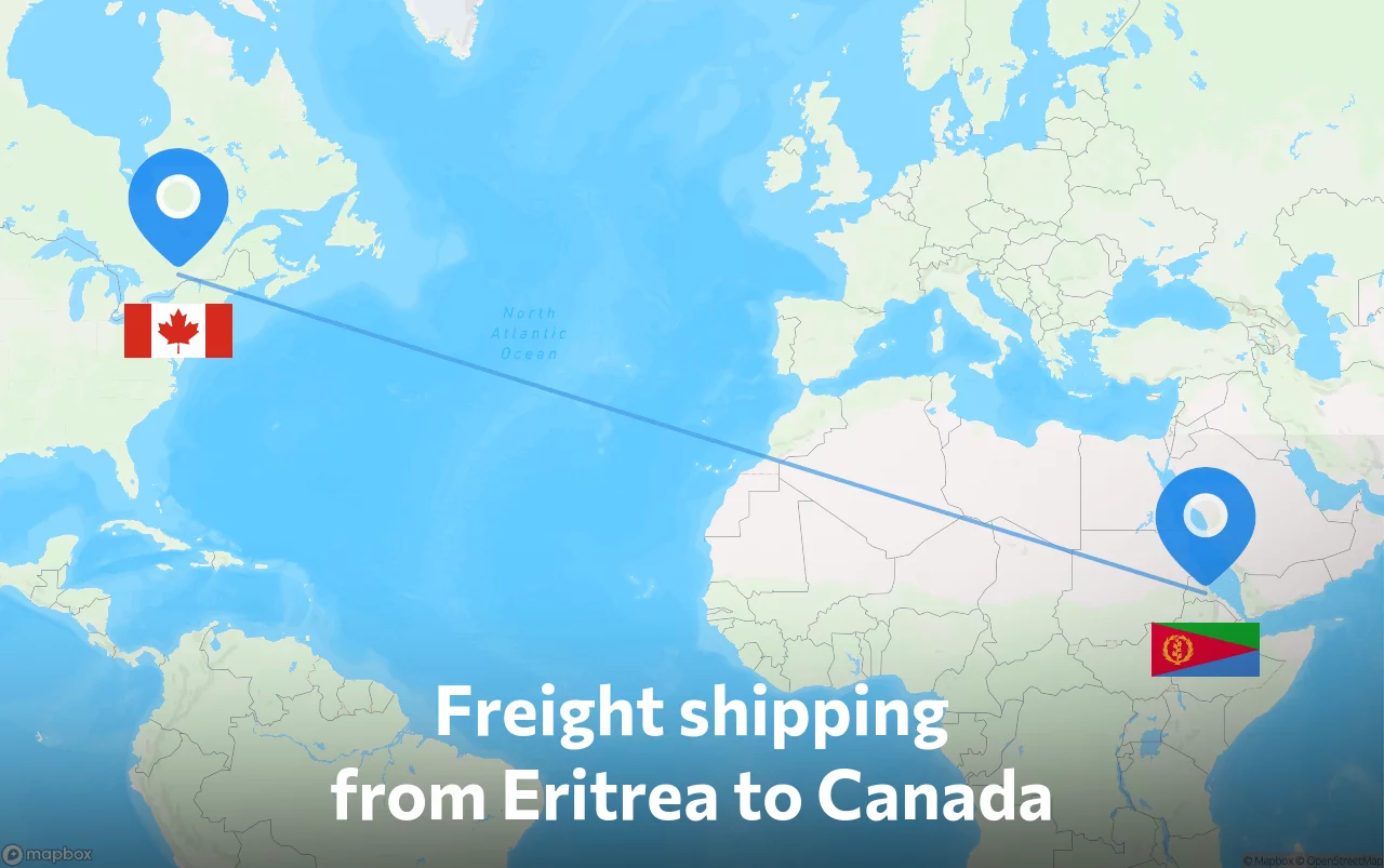 Shipping route from Eritrea to Canada
