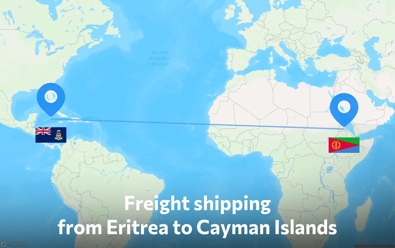 Shipping route from Eritrea to Cayman Islands