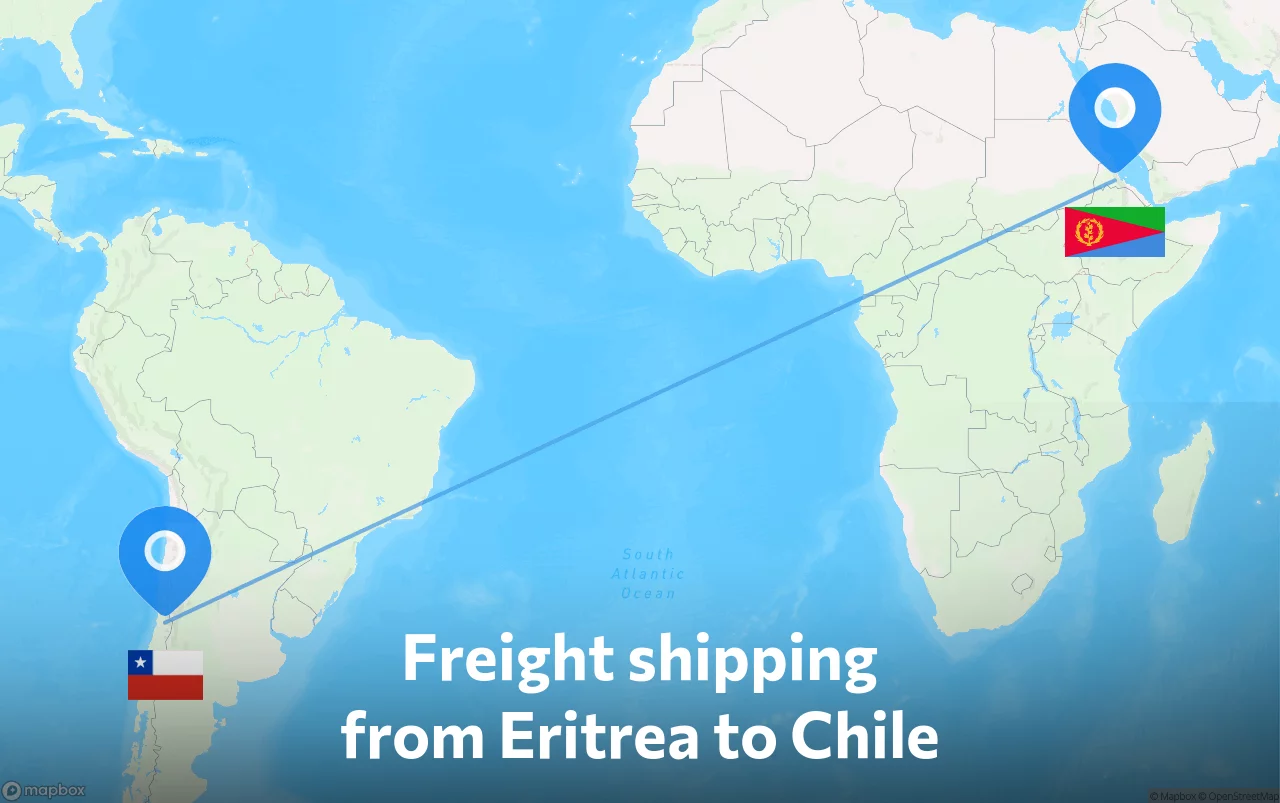 Shipping route from Eritrea to Chile
