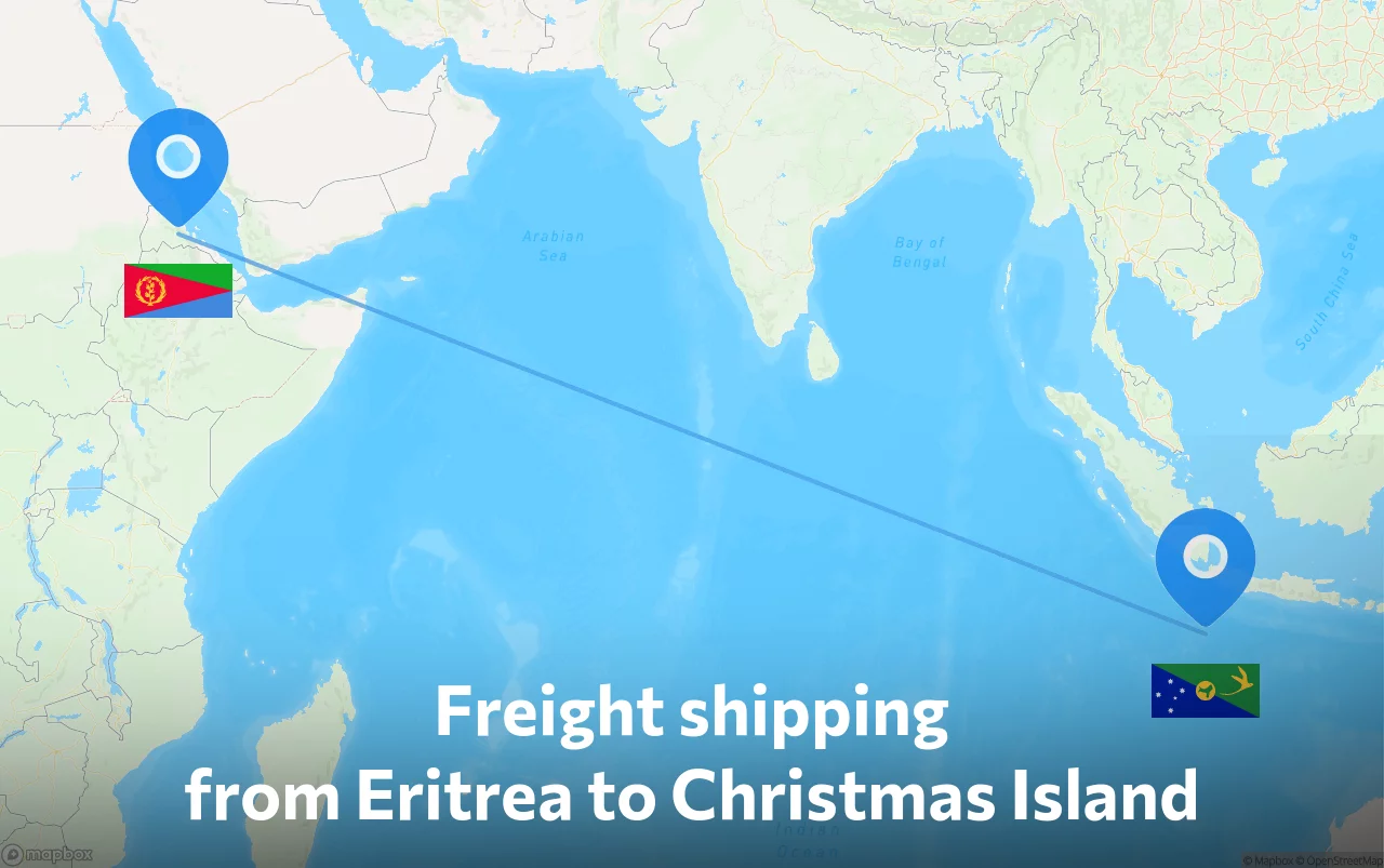 Shipping route from Eritrea to Christmas Island