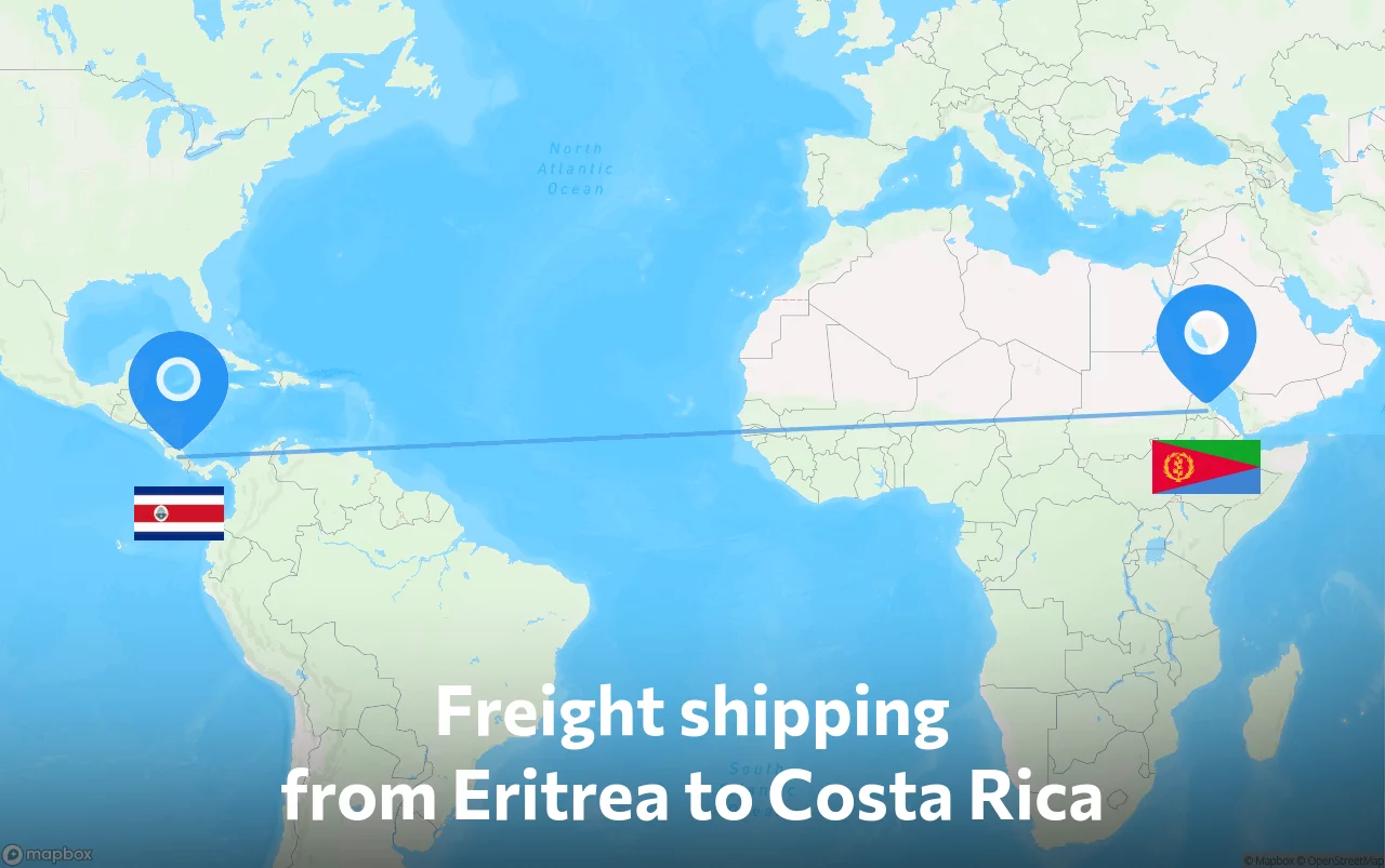Shipping route from Eritrea to Costa Rica