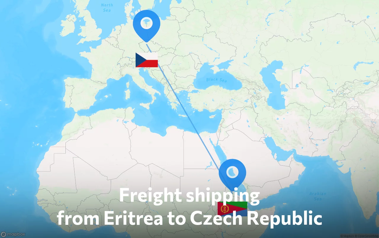 Shipping route from Eritrea to Czech Republic