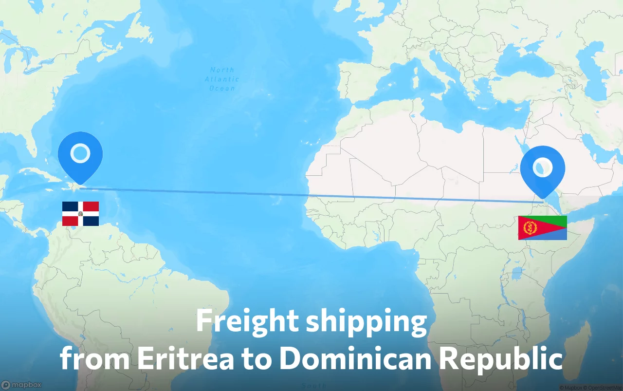 Shipping route from Eritrea to Dominican Republic