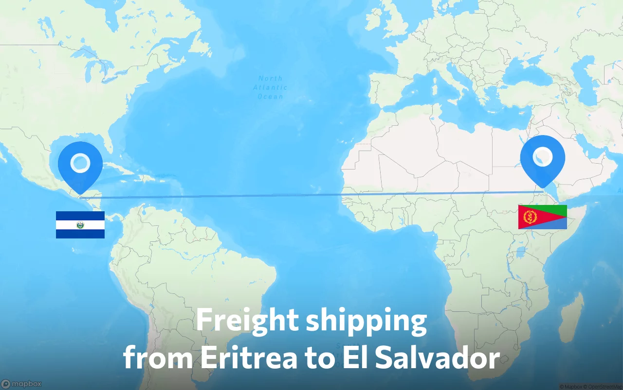 Shipping route from Eritrea to El Salvador