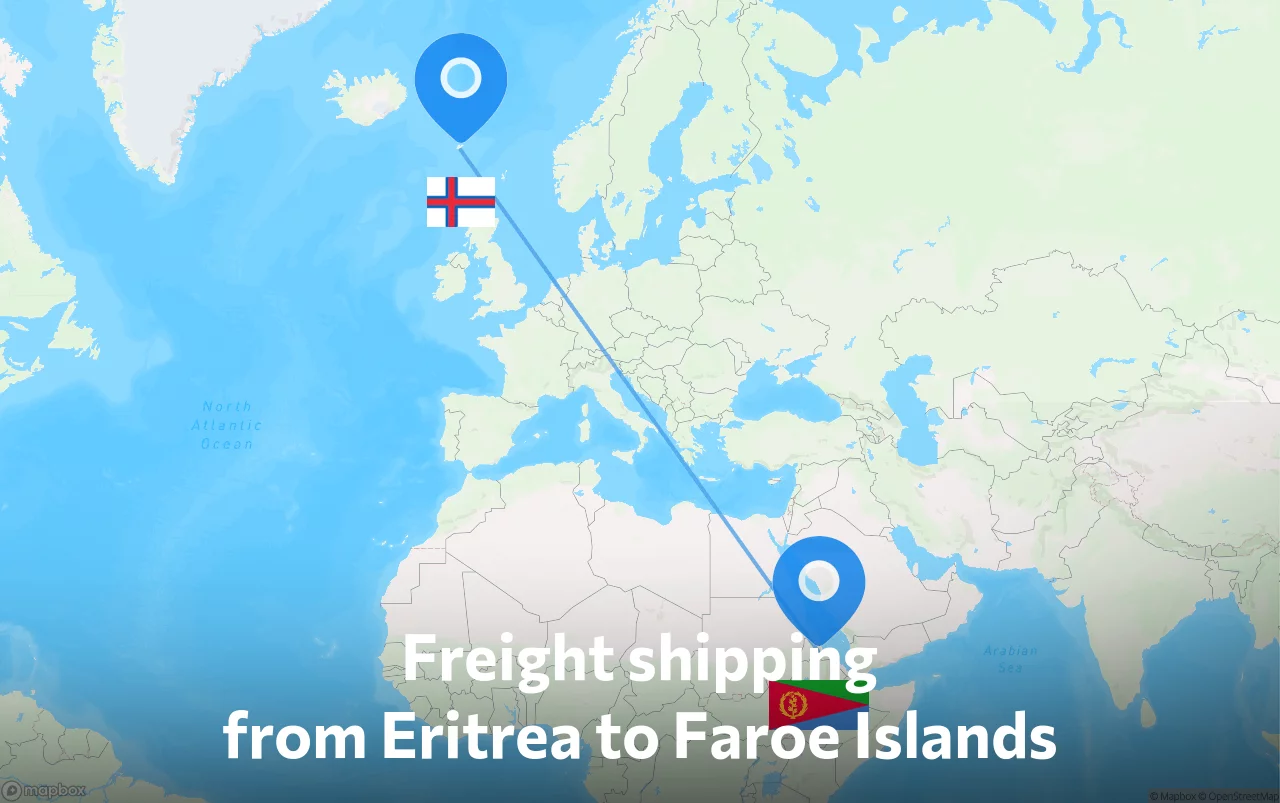 Shipping route from Eritrea to Faroe Islands