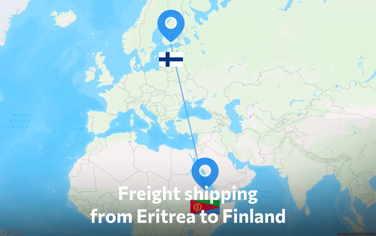Shipping route from Eritrea to Finland
