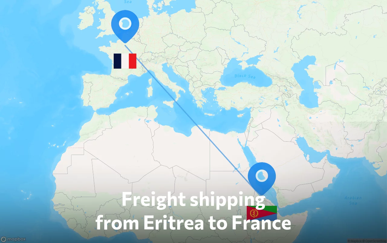 Shipping route from Eritrea to France