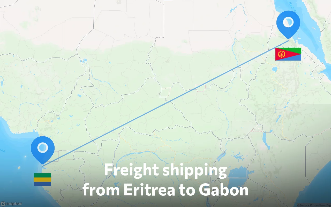 Shipping route from Eritrea to Gabon