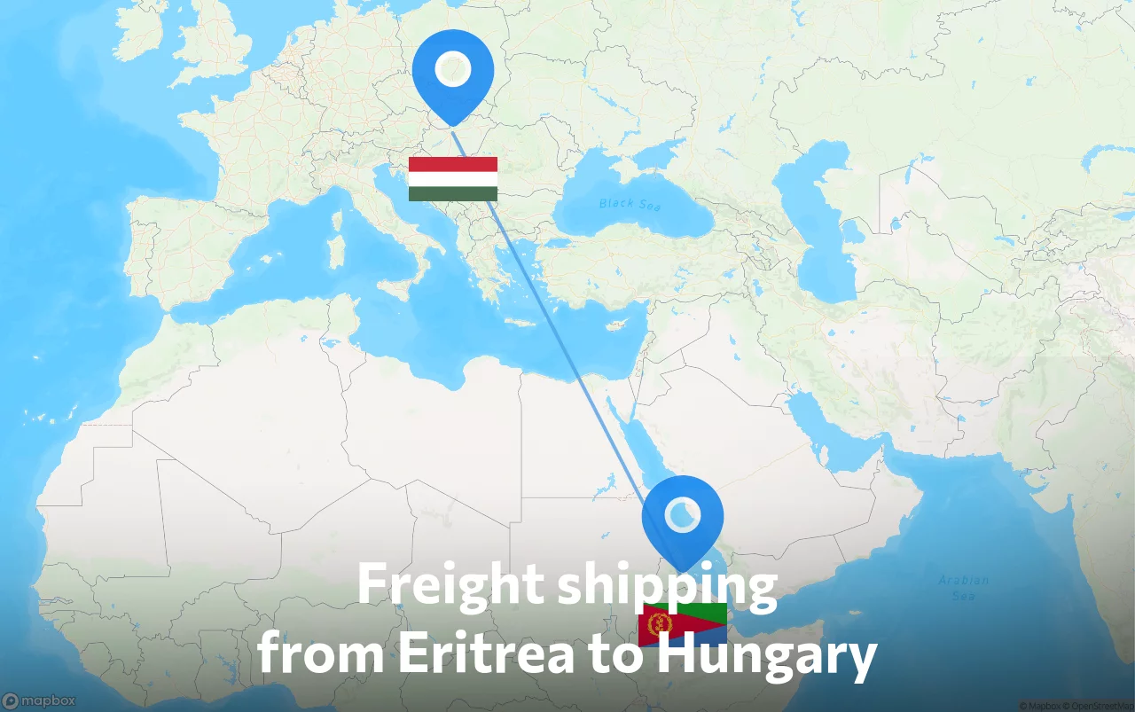 Shipping route from Eritrea to Hungary