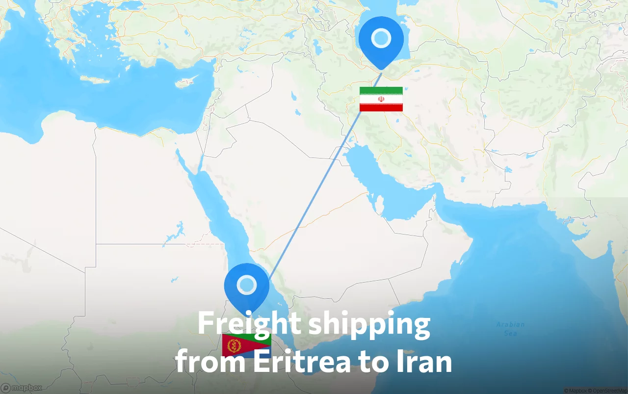 Shipping route from Eritrea to Iran