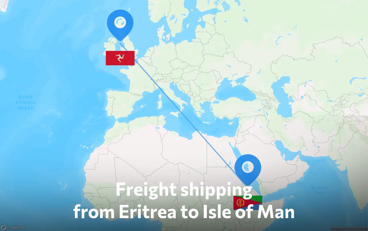 Shipping route from Eritrea to Isle of Man