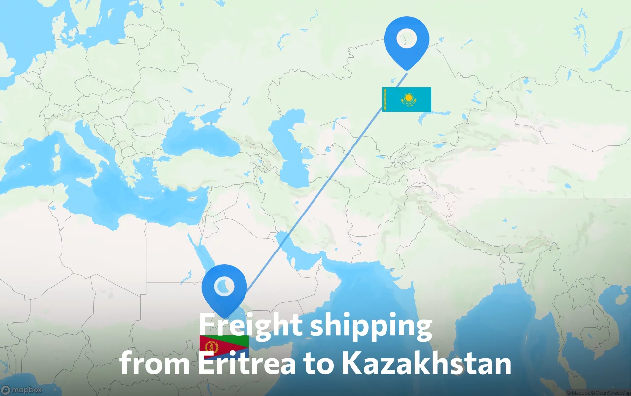 Shipping route from Eritrea to Kazakhstan